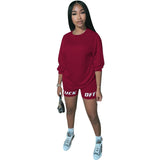 2020 New Summer Letter Print Casual Women's Two Piece Outfits Set  Tracksuit  Shirt Sexy Top ＋Biker Shorts Jogger 2 piece Active
