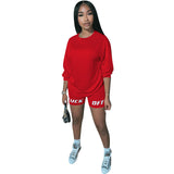 2020 New Summer Letter Print Casual Women's Two Piece Outfits Set  Tracksuit  Shirt Sexy Top ＋Biker Shorts Jogger 2 piece Active