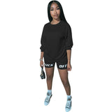 2020 New Summer Letter Print Casual Women's Two Piece Outfits Set  Tracksuit  Shirt Sexy Top ＋Biker Shorts Jogger 2 piece Active