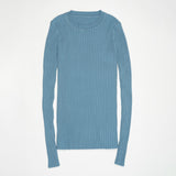 Crew Neck Ribbed Sweater Women Basic Slim Fit Rib Knitted Top Pullover Solid Long Sleeve Cotton Sweaters With Thumb Hole
