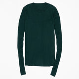 Crew Neck Ribbed Sweater Women Basic Slim Fit Rib Knitted Top Pullover Solid Long Sleeve Cotton Sweaters With Thumb Hole