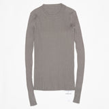 Crew Neck Ribbed Sweater Women Basic Slim Fit Rib Knitted Top Pullover Solid Long Sleeve Cotton Sweaters With Thumb Hole