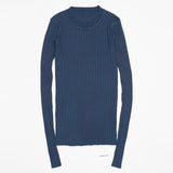 Crew Neck Ribbed Sweater Women Basic Slim Fit Rib Knitted Top Pullover Solid Long Sleeve Cotton Sweaters With Thumb Hole