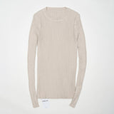 Crew Neck Ribbed Sweater Women Basic Slim Fit Rib Knitted Top Pullover Solid Long Sleeve Cotton Sweaters With Thumb Hole