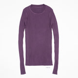 Crew Neck Ribbed Sweater Women Basic Slim Fit Rib Knitted Top Pullover Solid Long Sleeve Cotton Sweaters With Thumb Hole