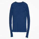 Crew Neck Ribbed Sweater Women Basic Slim Fit Rib Knitted Top Pullover Solid Long Sleeve Cotton Sweaters With Thumb Hole