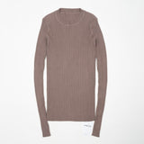 Crew Neck Ribbed Sweater Women Basic Slim Fit Rib Knitted Top Pullover Solid Long Sleeve Cotton Sweaters With Thumb Hole