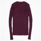 Crew Neck Ribbed Sweater Women Basic Slim Fit Rib Knitted Top Pullover Solid Long Sleeve Cotton Sweaters With Thumb Hole