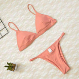 2019 Women Micro Bikini set Push Up Swimwear Solid Beach Bathing Suit Brazilian Thong Swimsuit For Girls Bikini Swim Suit Femme